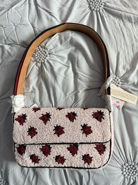 Viral Beaded Ladybug-Purse/Bag in White and Red